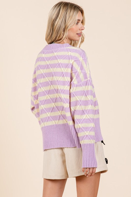 Theresa | Striped argyle knit sweater