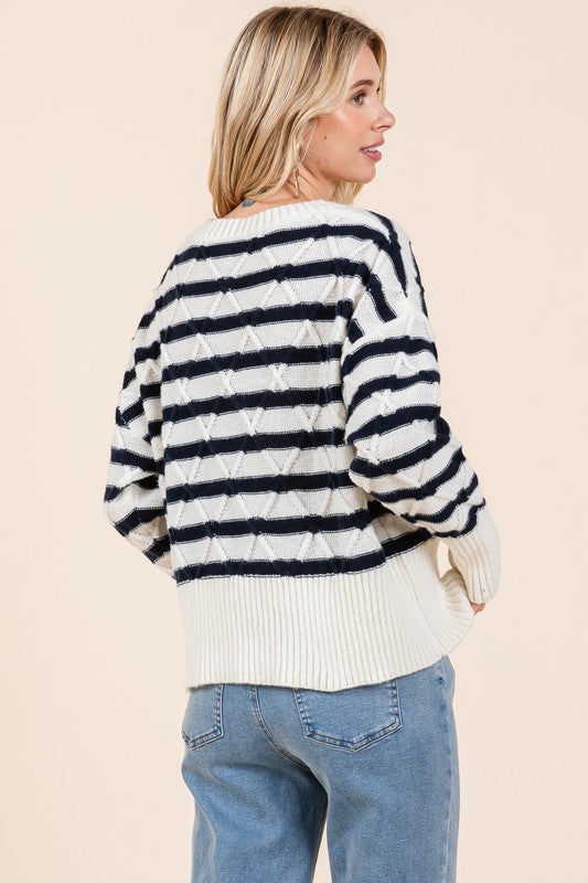 Theresa | Striped argyle knit sweater