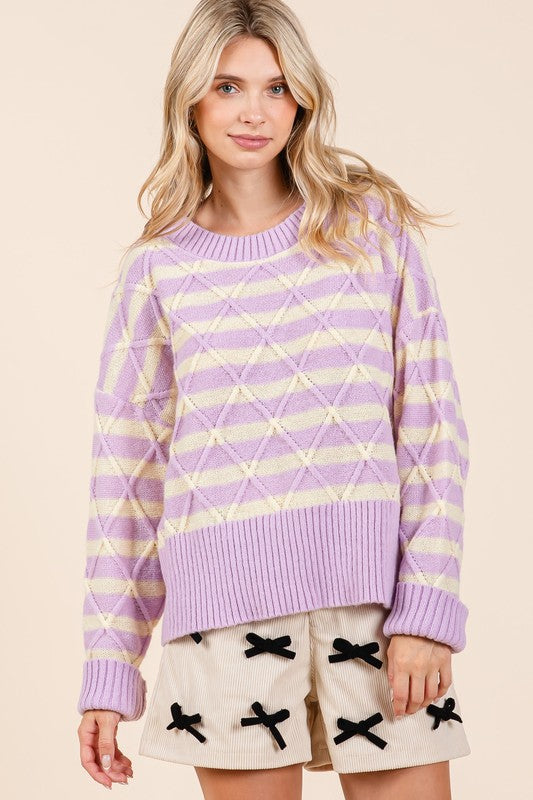 Theresa | Striped argyle knit sweater