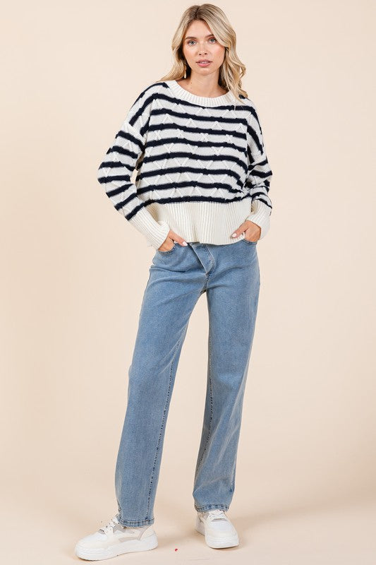 Theresa | Striped argyle knit sweater