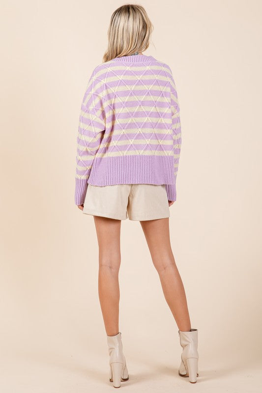 Theresa | Striped argyle knit sweater