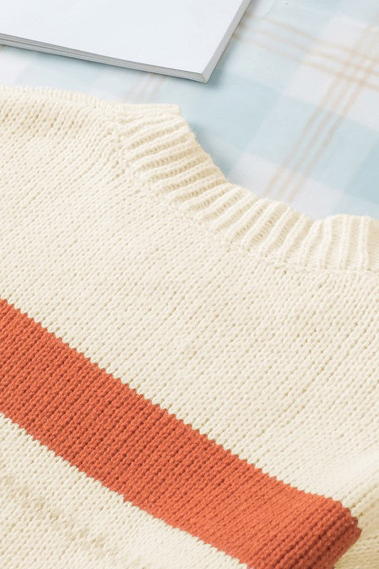 Araceli | Striped color block knit sweater with dropped shoulder