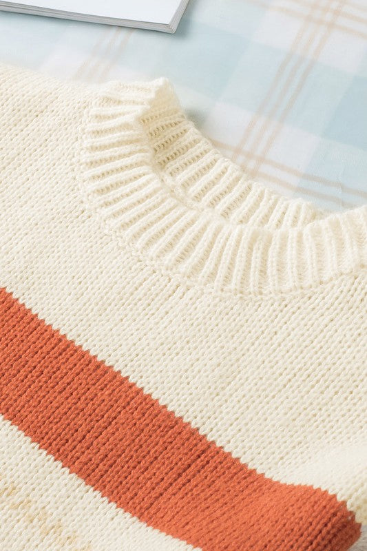 Araceli | Striped color block knit sweater with dropped shoulder