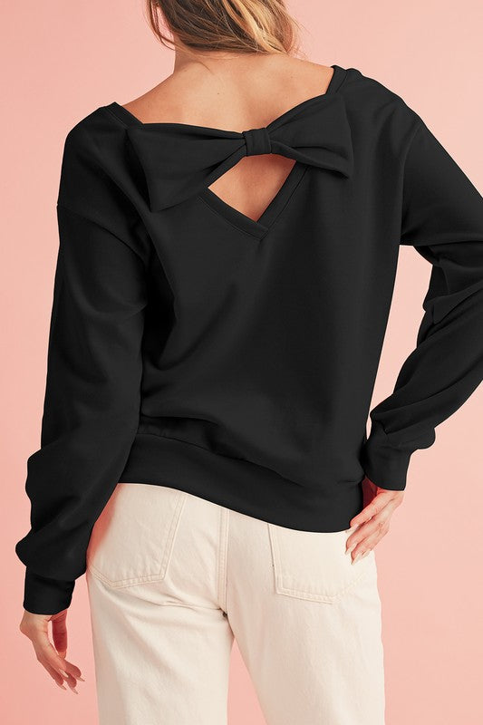 Pilar | Maroon bowknot dewback crew neck sweatshirt