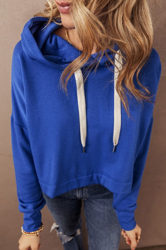 Tamar | Short hoodie with low shoulders and drawstring
