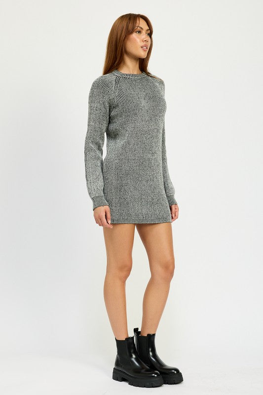 Lucía | Mini rib dress with stand-up collar