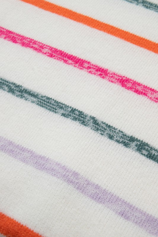 Frida | Colorful striped crew neck sweater with ribbed edges