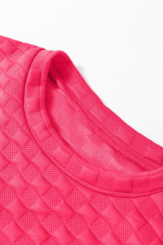 Fiorella | Check textured pullover top and pants set