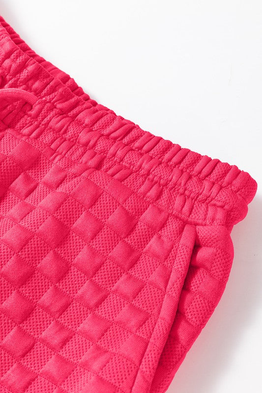 Fiorella | Check textured pullover top and pants set