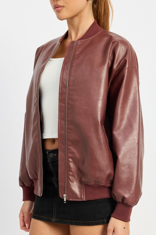 Mia | VINTAGE LEATHER BOMBER JACKET