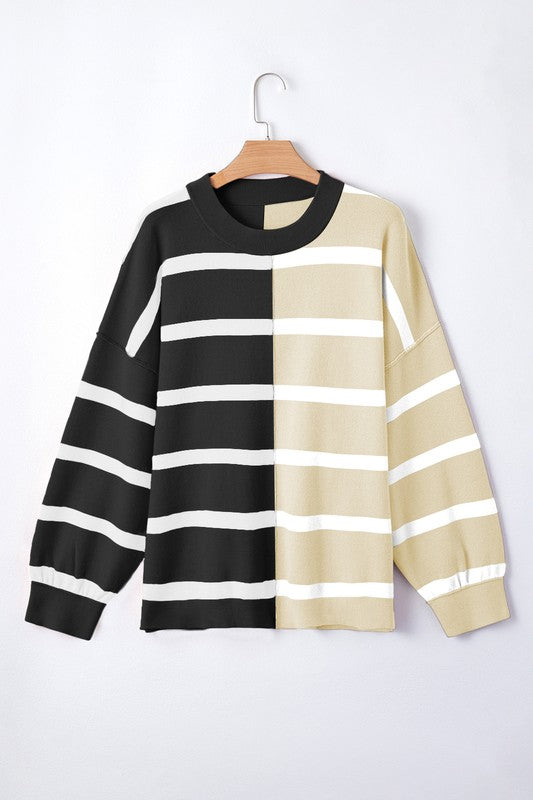 Dafne | Striped color block sweater with dropped shoulders