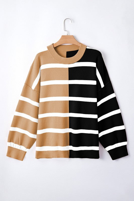 Dafne | Striped color block sweater with dropped shoulders