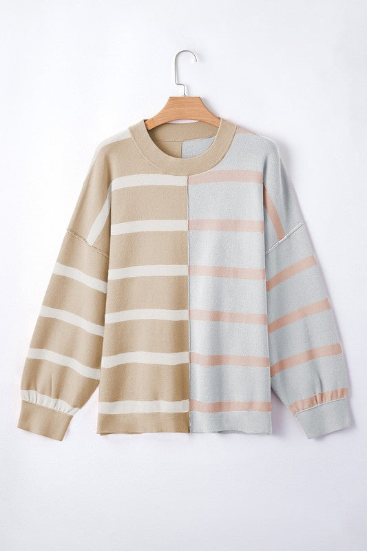Dafne | Striped color block sweater with dropped shoulders