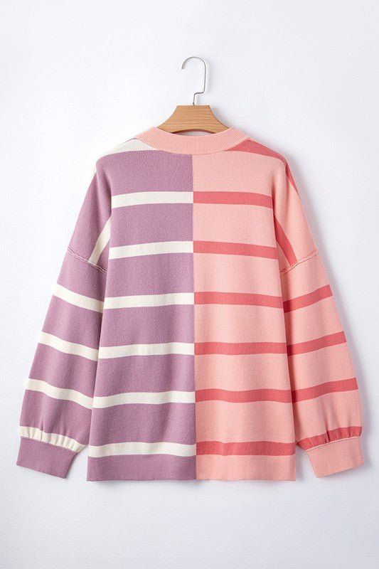 Dafne | Striped color block sweater with dropped shoulders