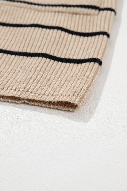 Gilda | Striped cardigan with side pockets and open front