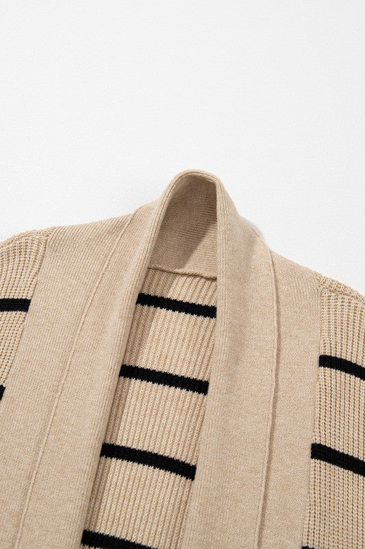 Gilda | Striped cardigan with side pockets and open front