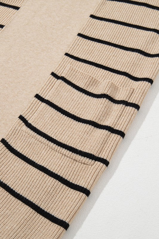 Gilda | Striped cardigan with side pockets and open front