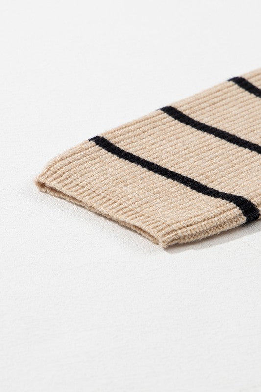 Gilda | Striped cardigan with side pockets and open front