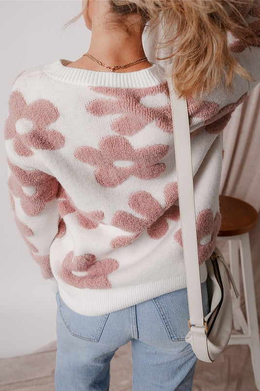 Flora | Vintage floral sweater with dropped shoulders