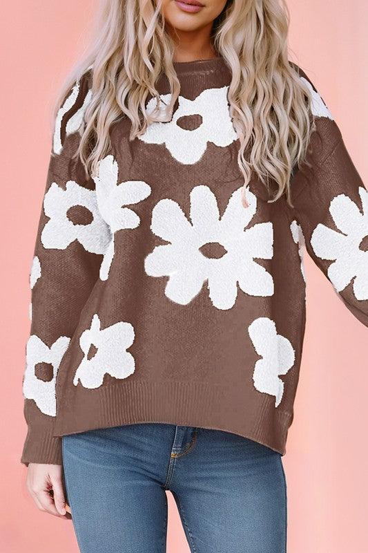 Flora | Vintage floral sweater with dropped shoulders