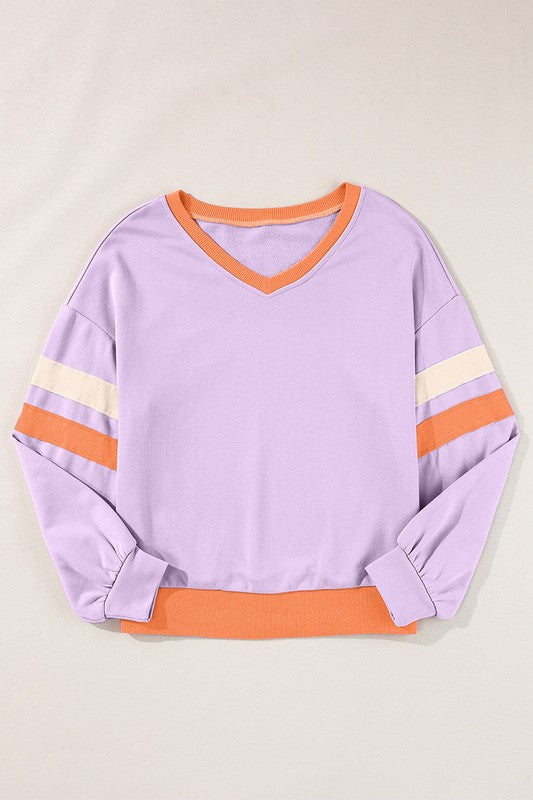 Monique | Knitted women's sweatshirt with low shoulders and V-neck