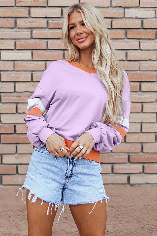 Monique | Knitted women's sweatshirt with low shoulders and V-neck