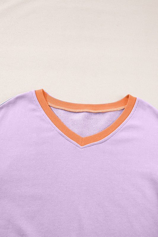 Monique | Knitted women's sweatshirt with low shoulders and V-neck