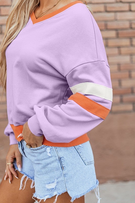 Monique | Knitted women's sweatshirt with low shoulders and V-neck