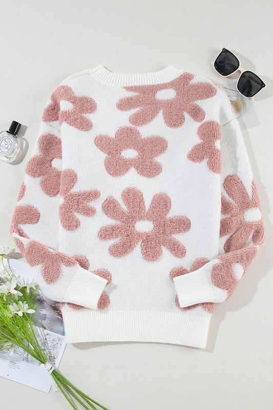 Jeanette | Women's floral sweater with loose shoulders