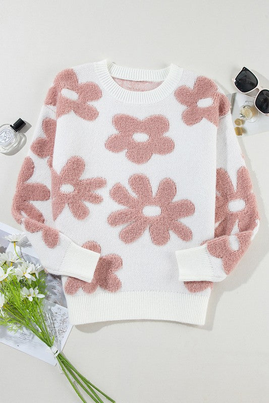 Jeanette | Women's floral sweater with loose shoulders