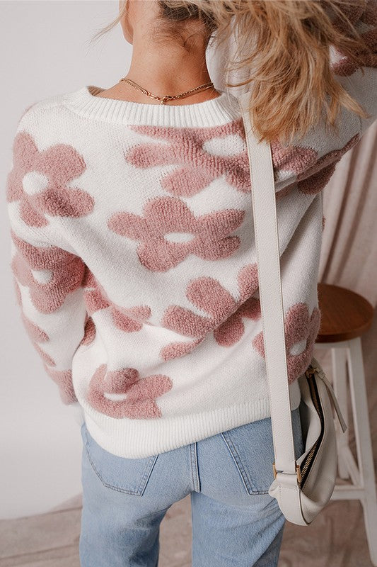 Jeanette | Women's floral sweater with loose shoulders