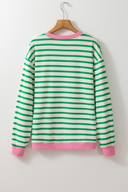 Otilia | Cotton sweatshirt with stripes and dropped shoulders
