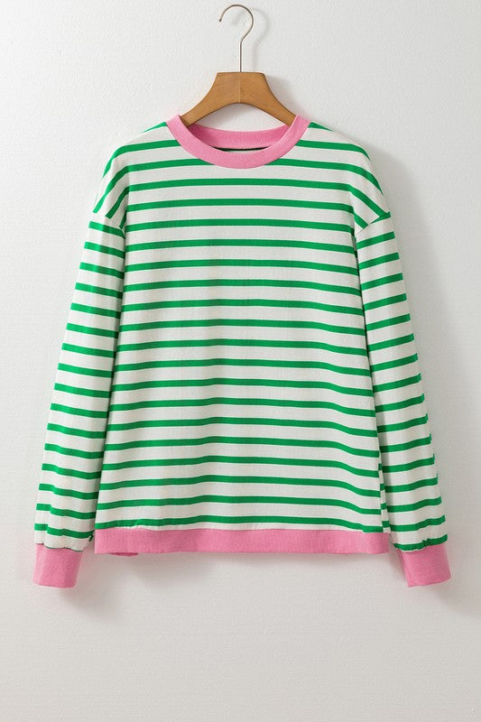 Otilia | Cotton sweatshirt with stripes and dropped shoulders