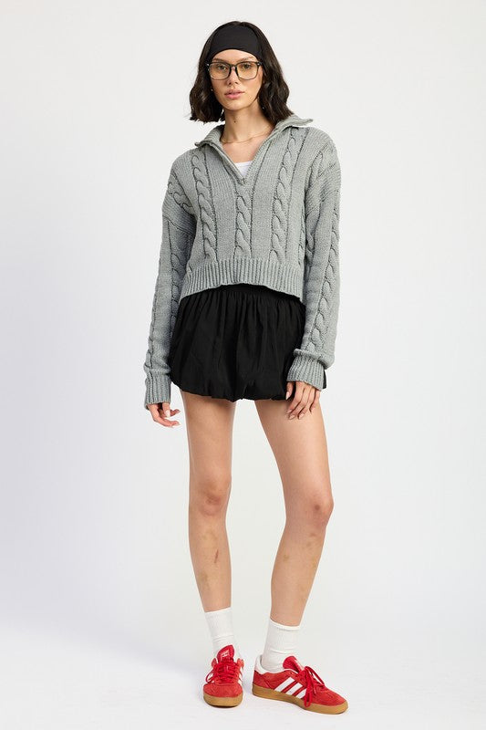 Daniela | Half zip cable knit sweater