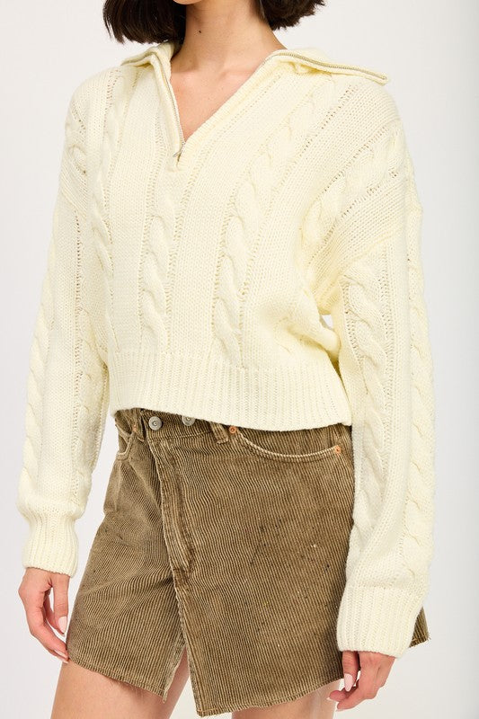 Daniela | Half zip cable knit sweater