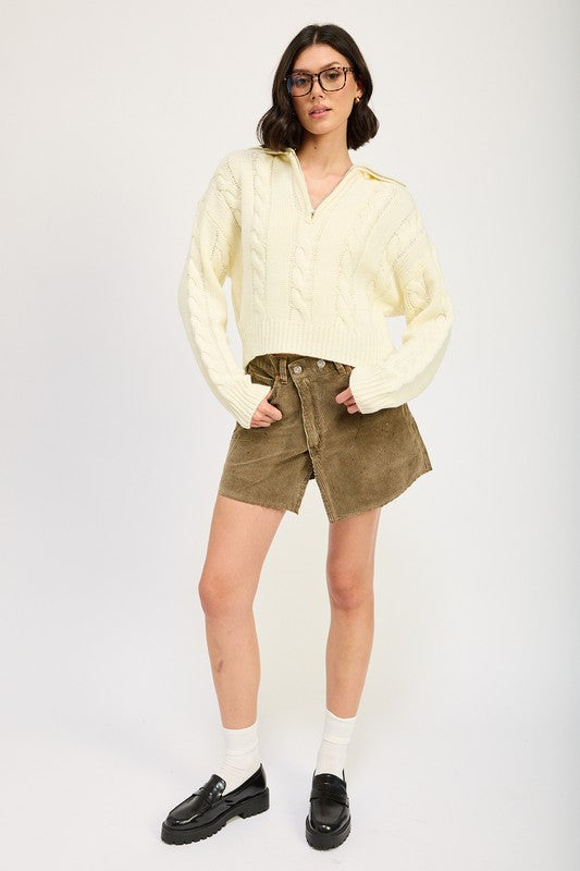 Daniela | Half zip cable knit sweater