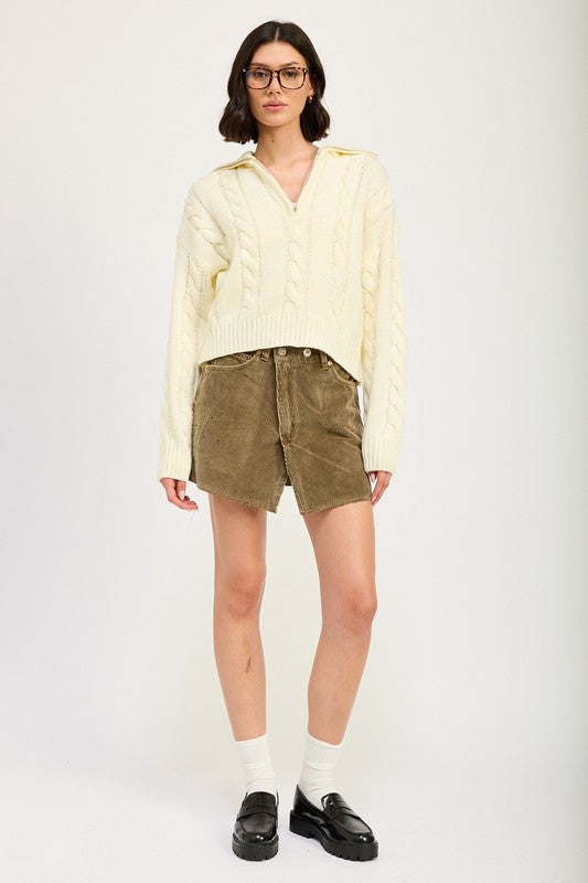 Daniela | Half zip cable knit sweater