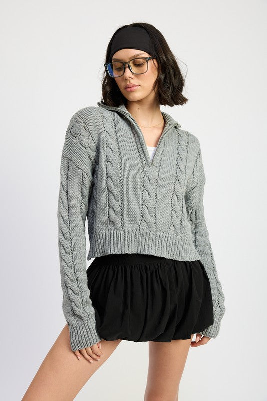 Daniela | Half zip cable knit sweater