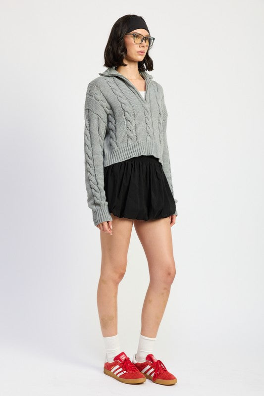 Daniela | Half zip cable knit sweater