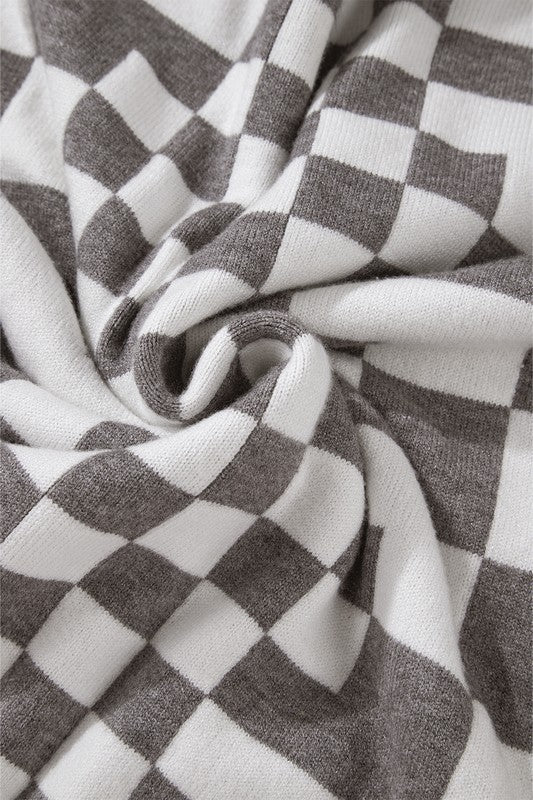 Petra | Checked crew neck sweater with dropped shoulders