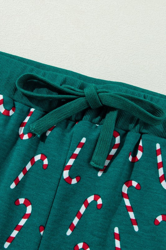 Frieda | Candy cane print Christmas loungewear top and pants set