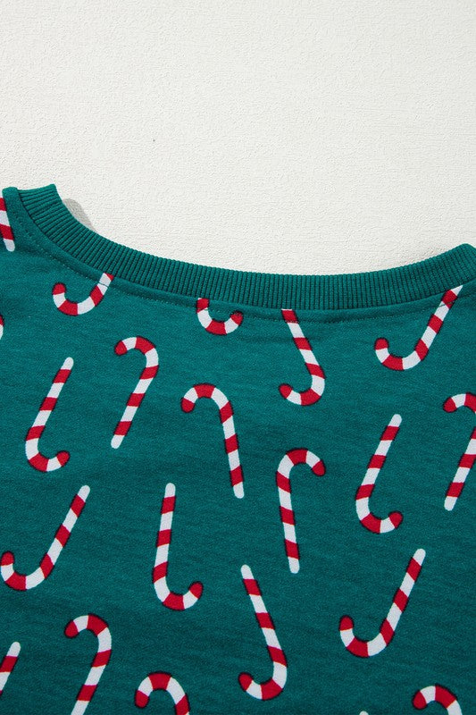 Frieda | Candy cane print Christmas loungewear top and pants set