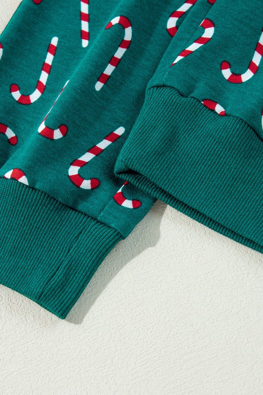 Frieda | Candy cane print Christmas loungewear top and pants set