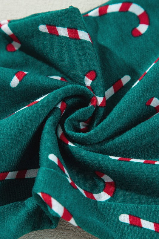 Frieda | Candy cane print Christmas loungewear top and pants set