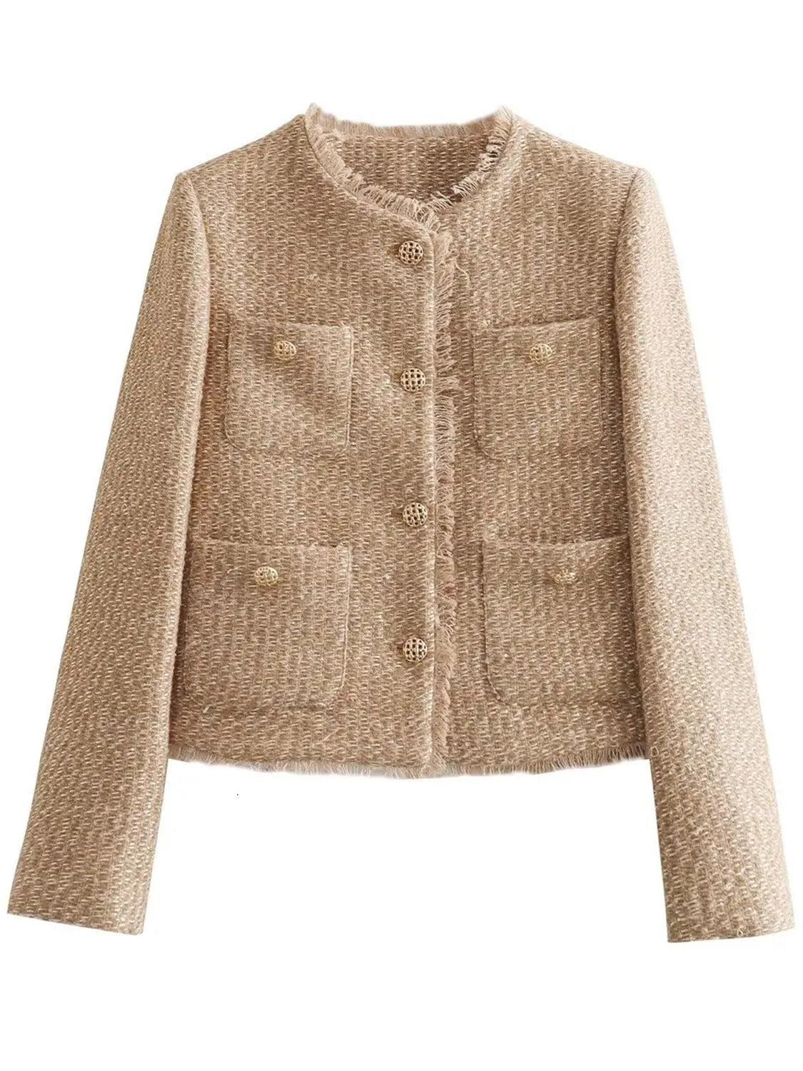 Sandra | Jacket with raw hem and pockets and crew neck