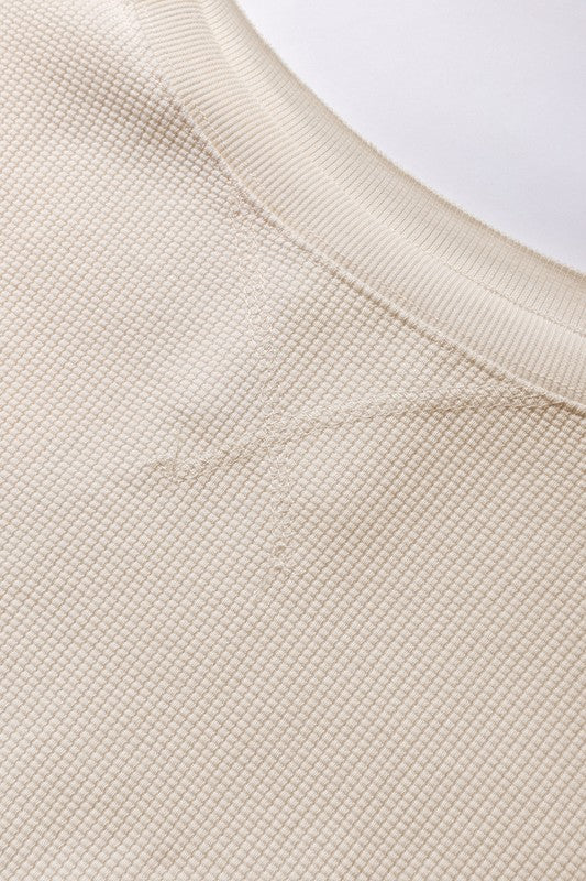 Flavia | Oversized bishop sleeve waffle knit sweatshirt