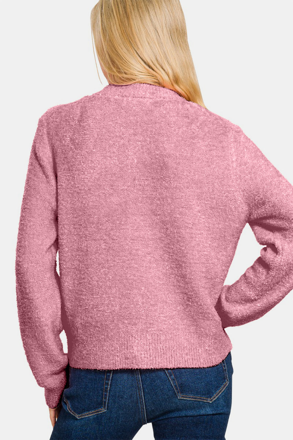 Angela | Long sleeve pullover cardigan with button placket