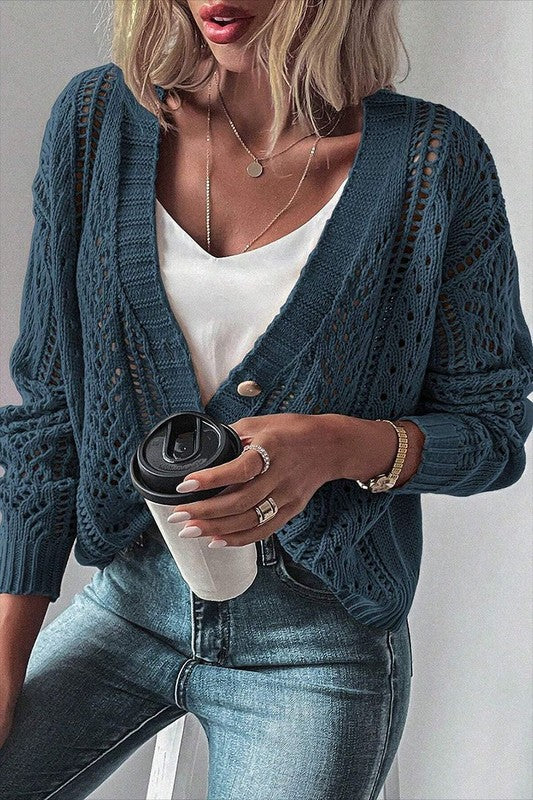 Fernanda | Open knit women's knitted sweater with deep shoulders