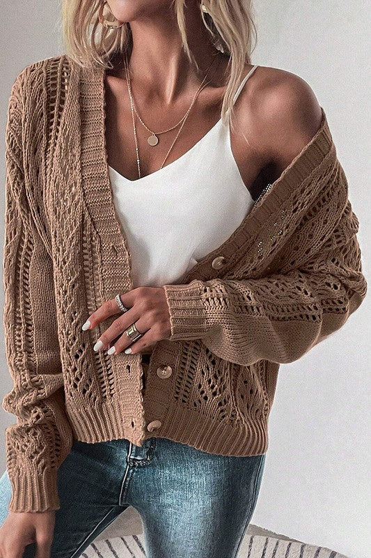 Fernanda | Open knit women's knitted sweater with deep shoulders