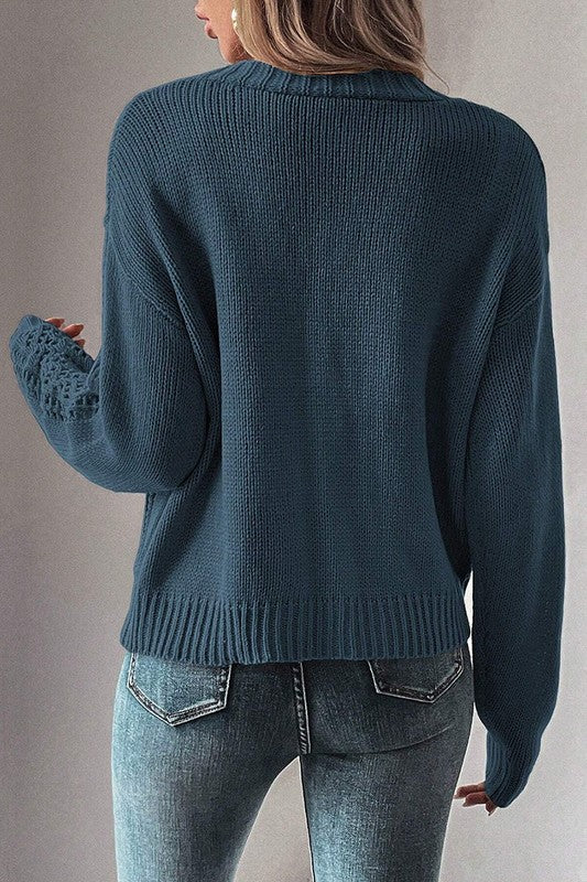 Fernanda | Open knit women's knitted sweater with deep shoulders